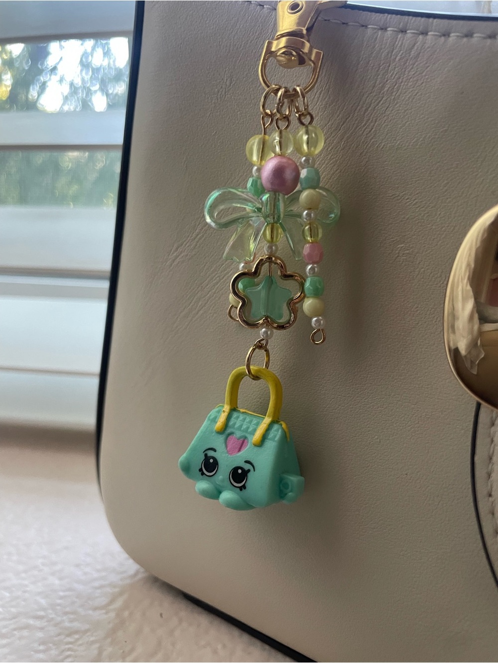 Shopkins Mint Green Mini Purse Bag Charm with Pastel Beads